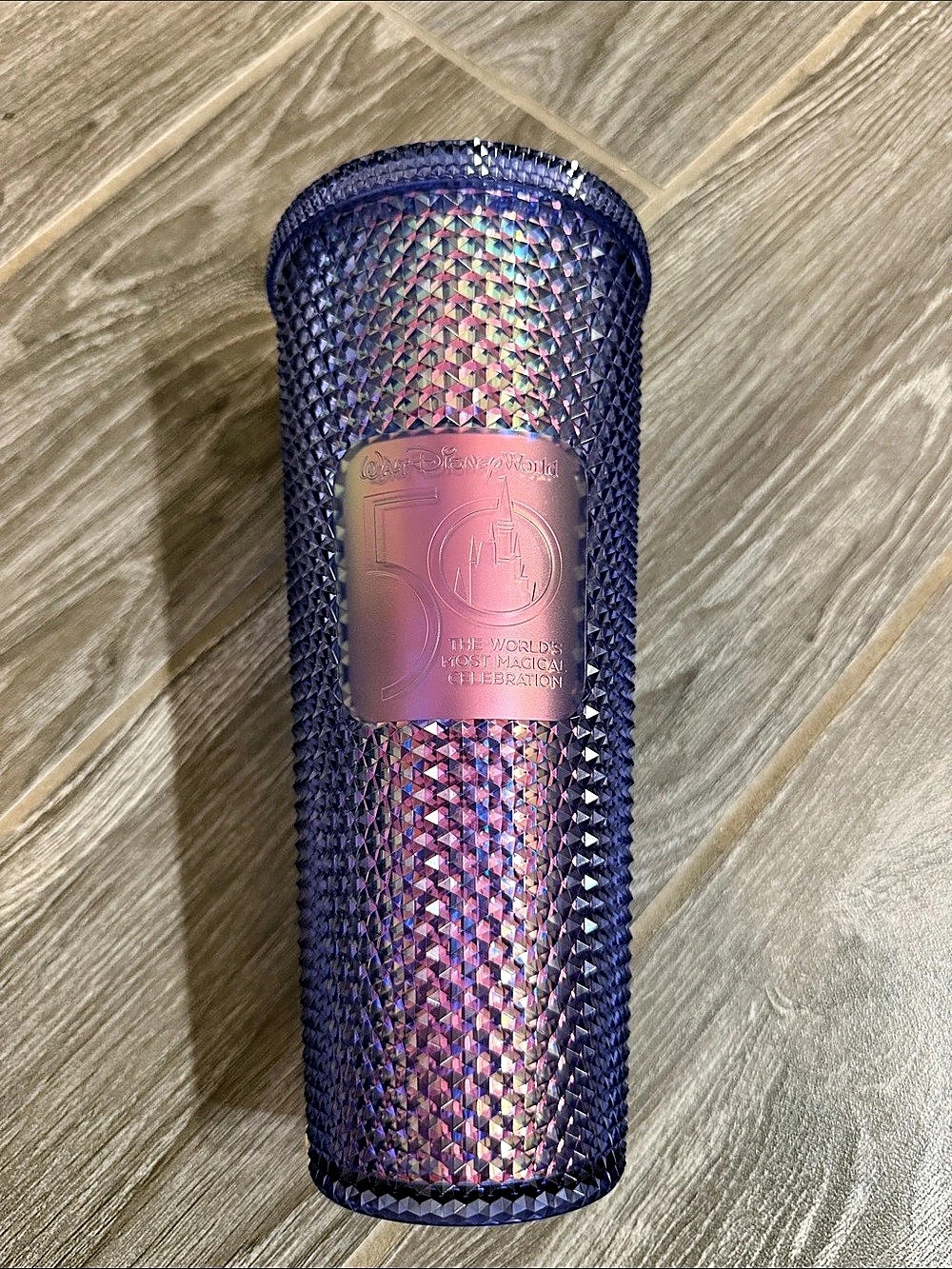 Starbucks Walt Disney World 50th Anniversary Studded Tumbler Blue & Pink hologra